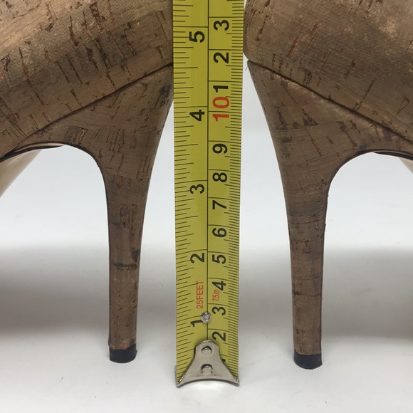 Stuart Weitzman Bronze Cork-look Pumps - Picture 9 of 13